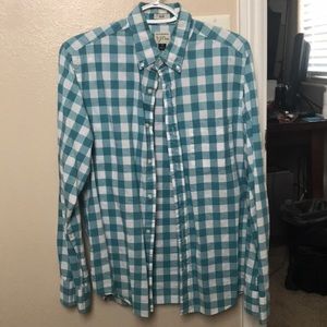 Men’s JCREW Plaid Button Up. Men’s Medium Slim. Torqoise/White